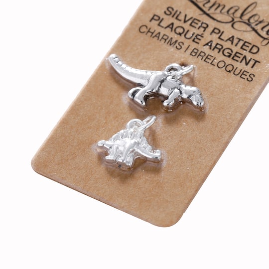 Charmalong™ Silver Plated Dinosaur Charms by Bead Landing™